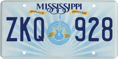 MS license plate ZKQ928