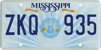 MS license plate ZKQ935