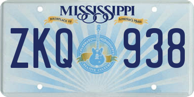 MS license plate ZKQ938