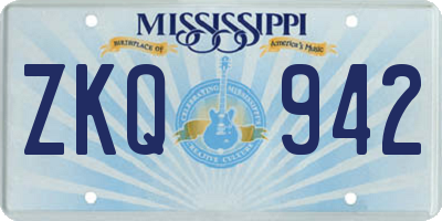 MS license plate ZKQ942