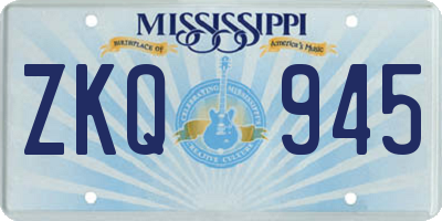 MS license plate ZKQ945