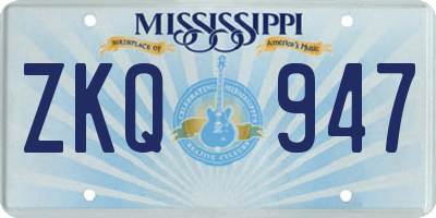 MS license plate ZKQ947
