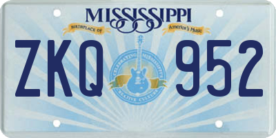 MS license plate ZKQ952
