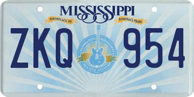 MS license plate ZKQ954