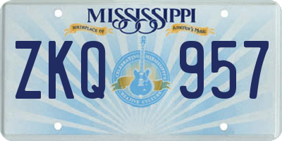 MS license plate ZKQ957