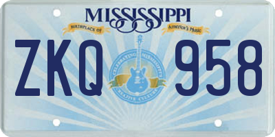 MS license plate ZKQ958
