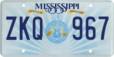MS license plate ZKQ967