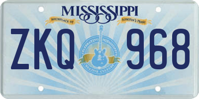 MS license plate ZKQ968