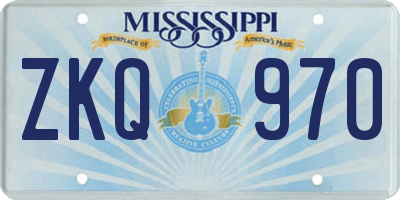 MS license plate ZKQ970