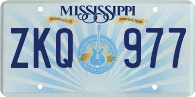 MS license plate ZKQ977
