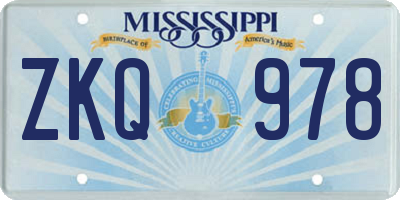 MS license plate ZKQ978