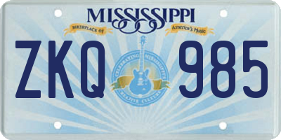 MS license plate ZKQ985
