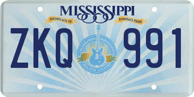 MS license plate ZKQ991