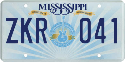 MS license plate ZKR041