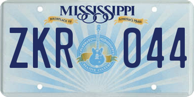 MS license plate ZKR044