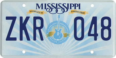 MS license plate ZKR048