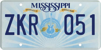 MS license plate ZKR051