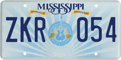 MS license plate ZKR054