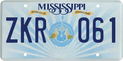 MS license plate ZKR061