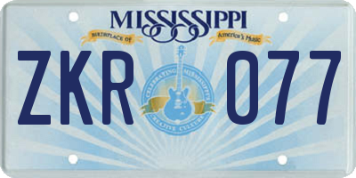 MS license plate ZKR077