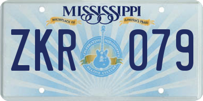 MS license plate ZKR079