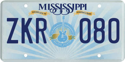 MS license plate ZKR080