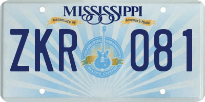 MS license plate ZKR081