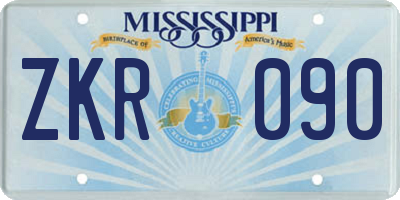 MS license plate ZKR090