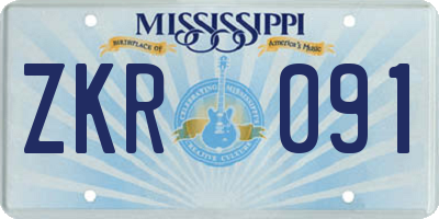 MS license plate ZKR091