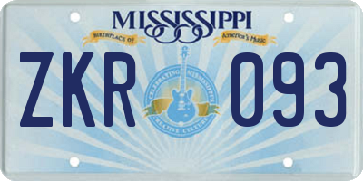 MS license plate ZKR093