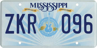 MS license plate ZKR096