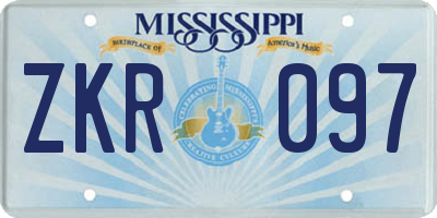 MS license plate ZKR097