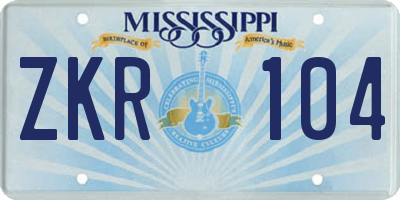 MS license plate ZKR104