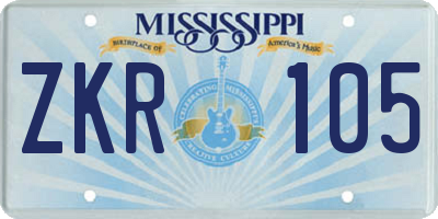 MS license plate ZKR105