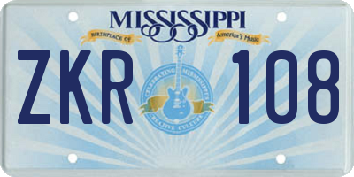 MS license plate ZKR108