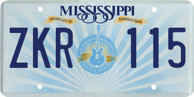 MS license plate ZKR115