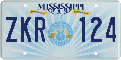 MS license plate ZKR124