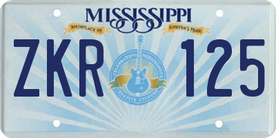 MS license plate ZKR125