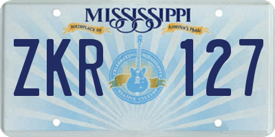 MS license plate ZKR127