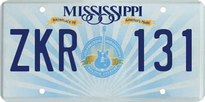 MS license plate ZKR131