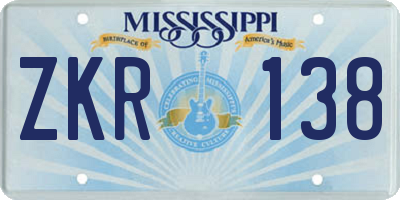 MS license plate ZKR138