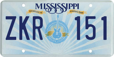 MS license plate ZKR151