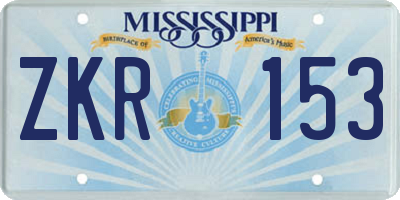 MS license plate ZKR153