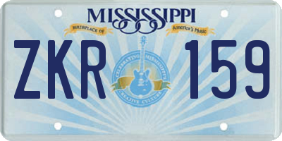 MS license plate ZKR159