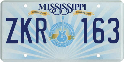 MS license plate ZKR163