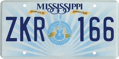 MS license plate ZKR166