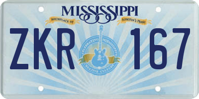 MS license plate ZKR167