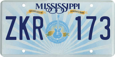 MS license plate ZKR173