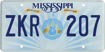 MS license plate ZKR207