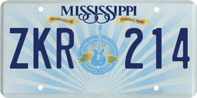 MS license plate ZKR214